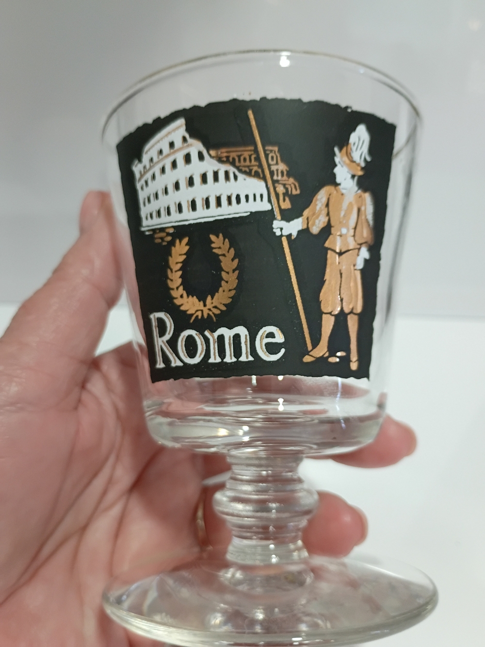 Rome Landmark Decorated Collectible Shot Glass with Colosseum and Guard Design